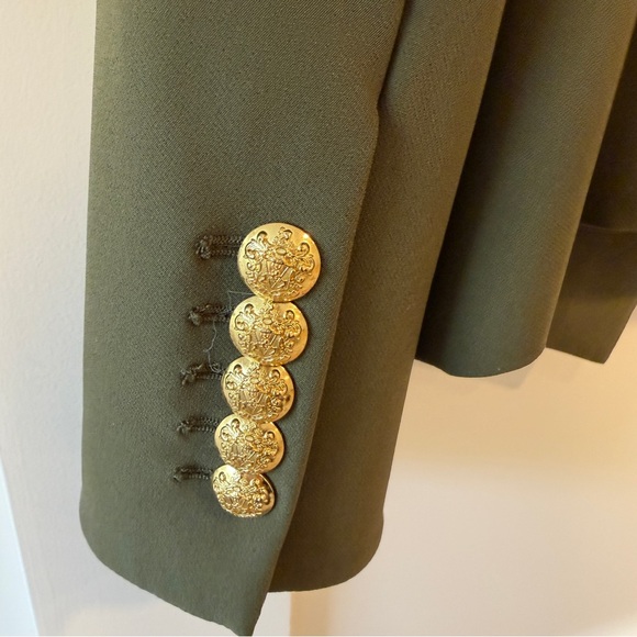 Veronica Beard Roya Dickey Army Green Blazer with Gold Buttons - Picture 4 of 5